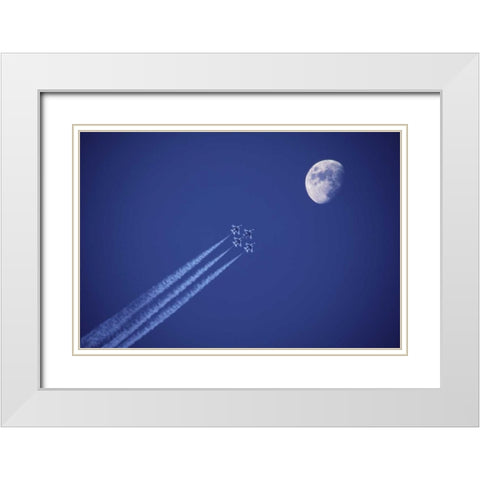 Canada, BC Four fighter jets fly in formation White Modern Wood Framed Art Print with Double Matting by Satushek, Steve