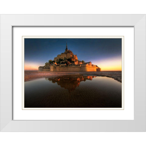 Mont Saint-Michel on the Normandy coast of France White Modern Wood Framed Art Print with Double Matting by Steve Mohlenkamp