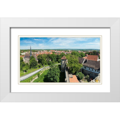 City view The medieval town Muehlhausen in Thuringia Germany White Modern Wood Framed Art Print with Double Matting by Zwick, Martin