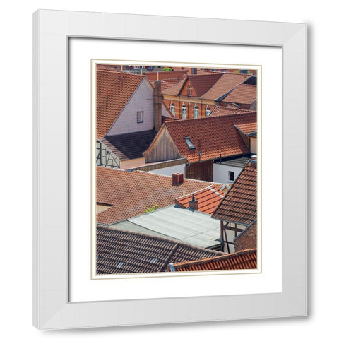 City view The medieval town Muehlhausen in Thuringia Germany White Modern Wood Framed Art Print with Double Matting by Zwick, Martin