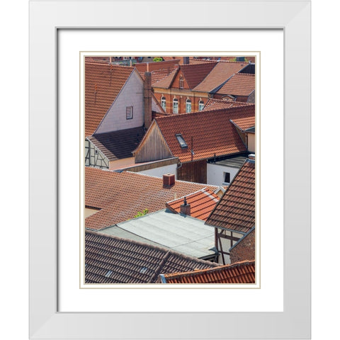 City view The medieval town Muehlhausen in Thuringia Germany White Modern Wood Framed Art Print with Double Matting by Zwick, Martin