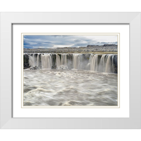 Waterfall Selfoss in the Vatnajokull National Park-Jokulsargljufur- Iceland White Modern Wood Framed Art Print with Double Matting by Zwick, Martin