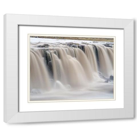 Waterfall Selfoss in the Vatnajokull National Park-Jokulsargljufur- Iceland White Modern Wood Framed Art Print with Double Matting by Zwick, Martin