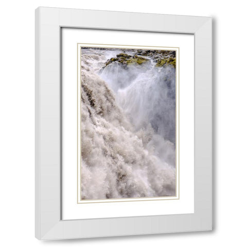 Waterfall Dettifoss in the Vatnajokull National Park-Jokulsargljufur- Iceland White Modern Wood Framed Art Print with Double Matting by Zwick, Martin