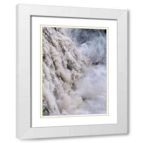 Waterfall Dettifoss in the Vatnajokull National Park-Jokulsargljufur- Iceland White Modern Wood Framed Art Print with Double Matting by Zwick, Martin