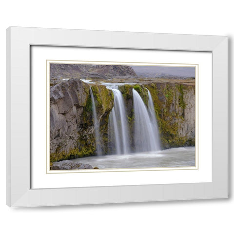 Waterfall Hrafnabjargafoss-Europe- Iceland White Modern Wood Framed Art Print with Double Matting by Zwick, Martin