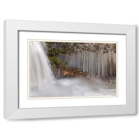 Aldeyjarfoss waterfall. The highlands of Iceland at the Sprengisandur slope. Europe- Iceland. White Modern Wood Framed Art Print with Double Matting by Zwick, Martin