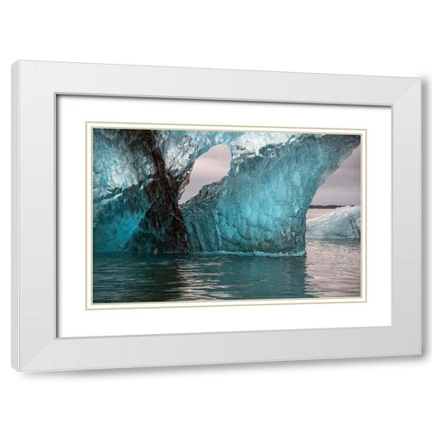 Icebergs from the Jokulsarlon glacier drift in Jokulsarlon lagoon in Iceland White Modern Wood Framed Art Print with Double Matting by Steve Mohlenkamp