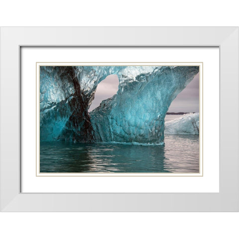 Icebergs from the Jokulsarlon glacier drift in Jokulsarlon lagoon in Iceland White Modern Wood Framed Art Print with Double Matting by Steve Mohlenkamp