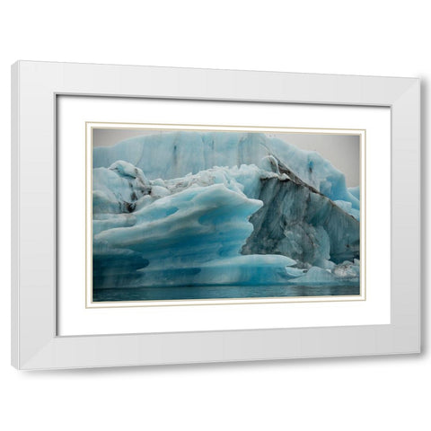 Icebergs from the Jokulsarlon glacier drift in Jokulsarlon lagoon in Iceland White Modern Wood Framed Art Print with Double Matting by Steve Mohlenkamp