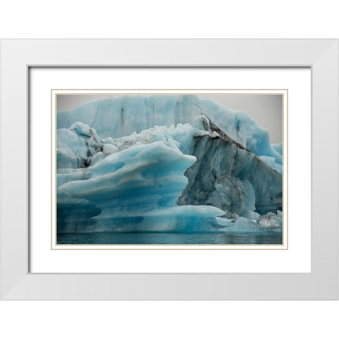 Icebergs from the Jokulsarlon glacier drift in Jokulsarlon lagoon in Iceland White Modern Wood Framed Art Print with Double Matting by Steve Mohlenkamp