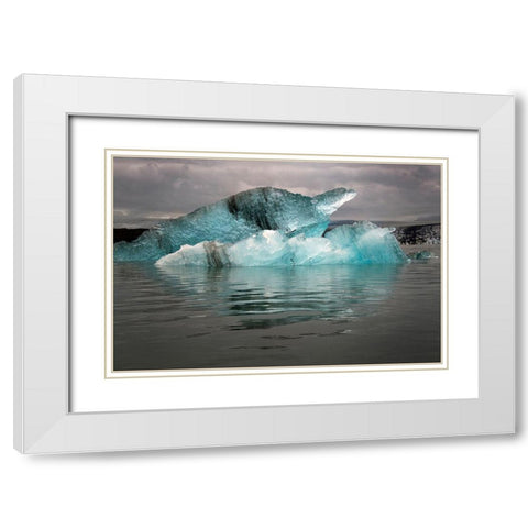 Icebergs from the Jokulsarlon glacier adrift in Jokulsarlon lagoon in Iceland White Modern Wood Framed Art Print with Double Matting by Steve Mohlenkamp