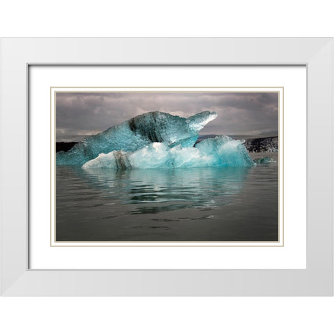 Icebergs from the Jokulsarlon glacier adrift in Jokulsarlon lagoon in Iceland White Modern Wood Framed Art Print with Double Matting by Steve Mohlenkamp