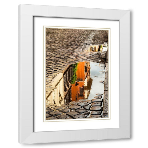 Italy-Rome Via della Penna-side street west of Via Ripetta White Modern Wood Framed Art Print with Double Matting by Jones, Alison