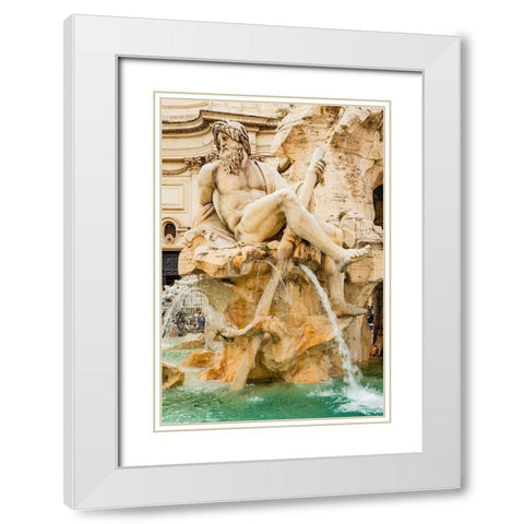 Italy-Rome Piazza Navona-Fountain of the Four Rivers  White Modern Wood Framed Art Print with Double Matting by Jones, Alison