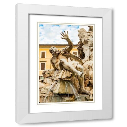 Italy-Rome Piazza Navona-Fountain of the Four Rivers  White Modern Wood Framed Art Print with Double Matting by Jones, Alison
