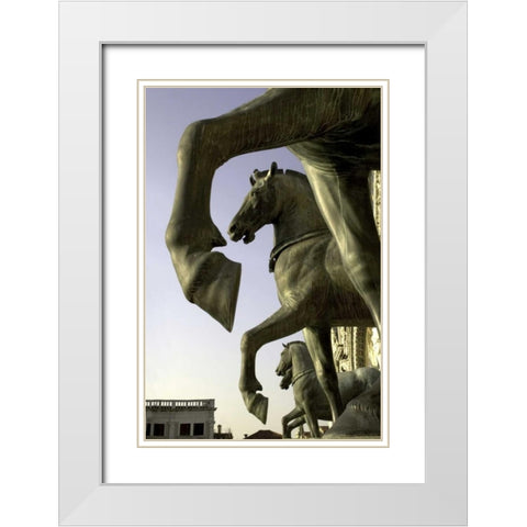 Italy, Venice The Horses of San Marco White Modern Wood Framed Art Print with Double Matting by Kaveney, Wendy