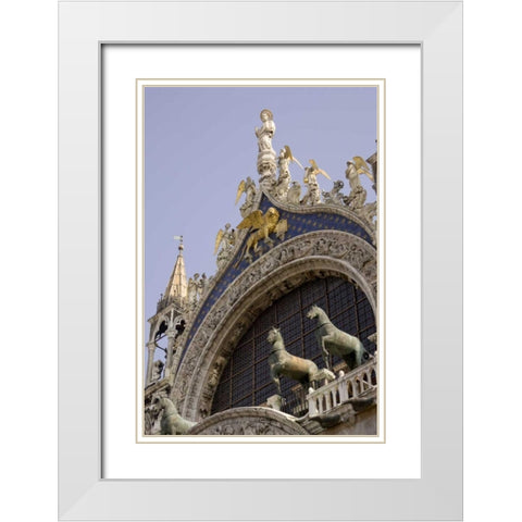 Italy, Venice Top facade of St Marks Basilica White Modern Wood Framed Art Print with Double Matting by Kaveney, Wendy