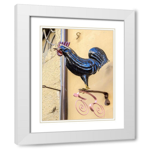 Italy-Chianti Rooster with glasses above a shop in Radda in Chianti White Modern Wood Framed Art Print with Double Matting by Eggers, Julie