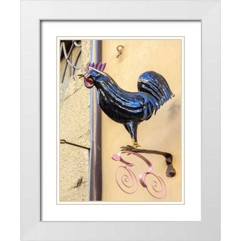 Italy-Chianti Rooster with glasses above a shop in Radda in Chianti White Modern Wood Framed Art Print with Double Matting by Eggers, Julie