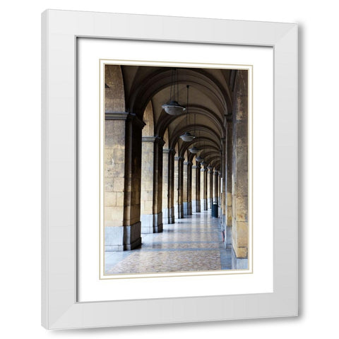 Italy-Tuscany-Pisa Vertical shot of a hallway in the streets of Pisa White Modern Wood Framed Art Print with Double Matting by Eggers, Julie