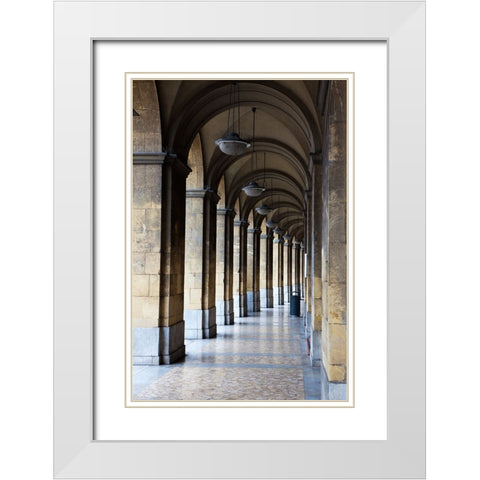 Italy-Tuscany-Pisa Vertical shot of a hallway in the streets of Pisa White Modern Wood Framed Art Print with Double Matting by Eggers, Julie