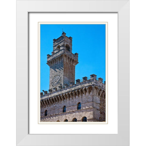 Italy-Tuscany-Montepulciano Palazzo Comunale (City Hall) and Palazzo Tanugi in the hill town White Modern Wood Framed Art Print with Double Matting by Eggers, Julie