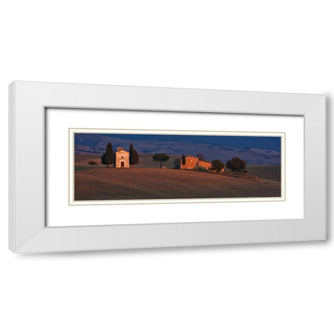 Italy-Tuscany-Pienza The Cappella della Madonna di Vitaleta at sunset White Modern Wood Framed Art Print with Double Matting by Eggers, Julie