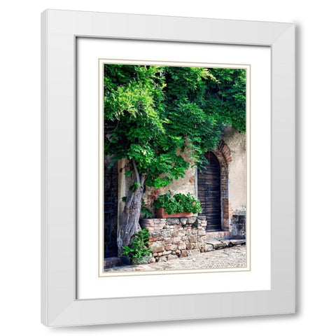 Italy-Tuscany Courtyard of an agriturismo near the hill town of Montalcino White Modern Wood Framed Art Print with Double Matting by Eggers, Julie