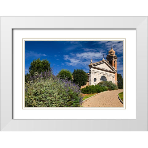 Italy-Tuscany-Montalcino The Madonna del Soccorso church in the town of Monticiano White Modern Wood Framed Art Print with Double Matting by Eggers, Julie