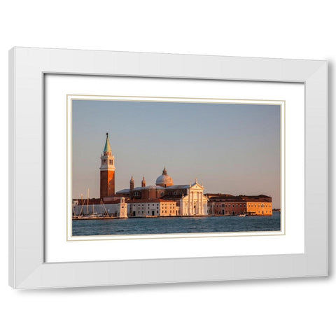 Italy-Venice Evening light on the San Giorgio Maggiore Church-a 16th Century Benedictine Church White Modern Wood Framed Art Print with Double Matting by Eggers, Julie