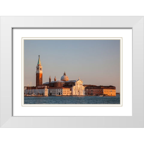 Italy-Venice Evening light on the San Giorgio Maggiore Church-a 16th Century Benedictine Church White Modern Wood Framed Art Print with Double Matting by Eggers, Julie
