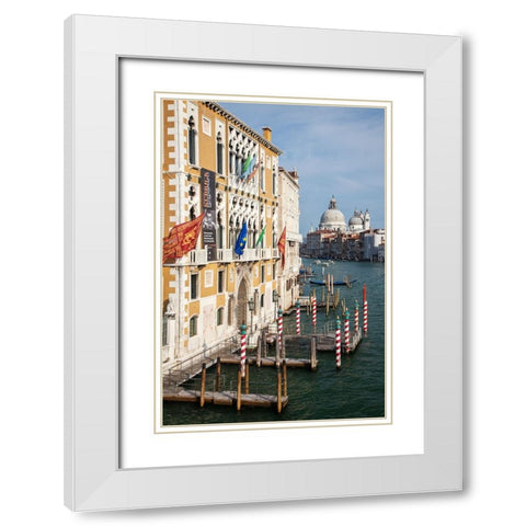 Italy-Venice Buildings along the Grand Canal with Santa Maria della Salute beyond White Modern Wood Framed Art Print with Double Matting by Eggers, Julie
