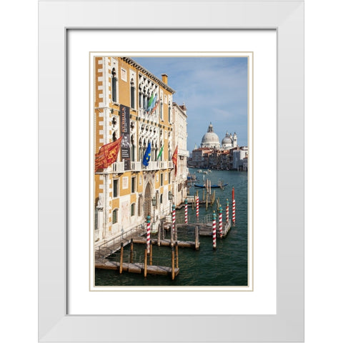 Italy-Venice Buildings along the Grand Canal with Santa Maria della Salute beyond White Modern Wood Framed Art Print with Double Matting by Eggers, Julie