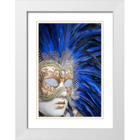 Italy-Venice Closeup of carnival masks in Venice White Modern Wood Framed Art Print with Double Matting by Eggers, Julie