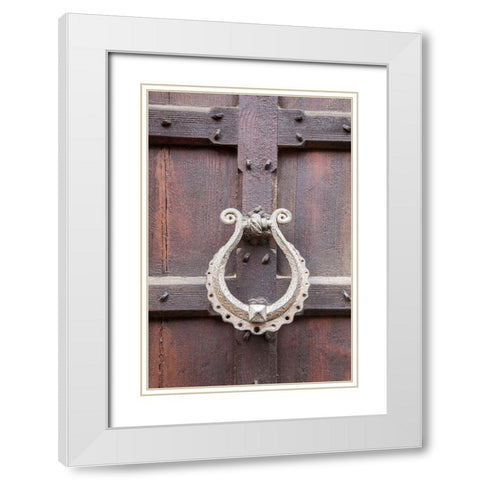 Italy-Venice Door knocker on an old door along the streets of Venice White Modern Wood Framed Art Print with Double Matting by Eggers, Julie