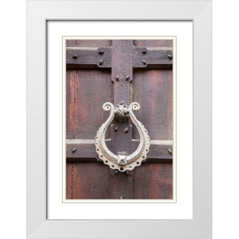 Italy-Venice Door knocker on an old door along the streets of Venice White Modern Wood Framed Art Print with Double Matting by Eggers, Julie