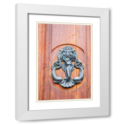 Italy-Tuscany-Pisa Large antique door knocker on beautiful wooden door White Modern Wood Framed Art Print with Double Matting by Eggers, Julie