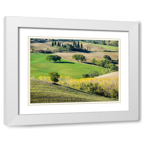 Italy-Tuscany Tuscan landscape White Modern Wood Framed Art Print with Double Matting by Eggers, Julie