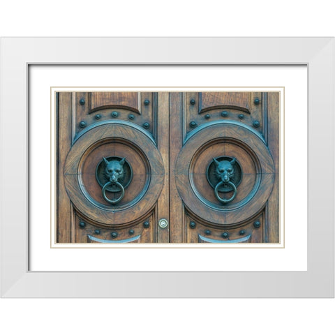 Italy-Verona Door Knockers White Modern Wood Framed Art Print with Double Matting by Tilley, Rob