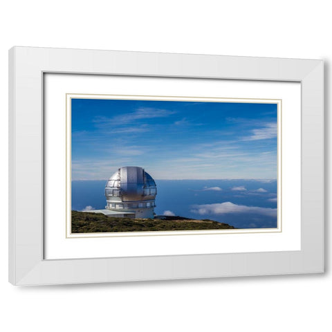 Canary Islands-Roque de los Muchachos Observatory-one of the worlds largest telescopes White Modern Wood Framed Art Print with Double Matting by Bibikow, Walter