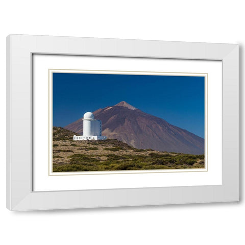 Canary Islands-Tenerife Island-El Teide Mountain-Observatorio del Teide-astronomical observatory White Modern Wood Framed Art Print with Double Matting by Bibikow, Walter