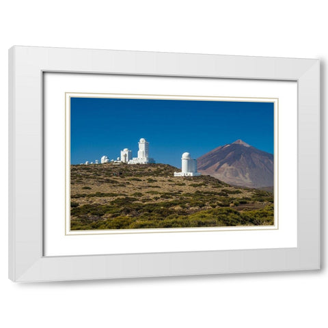 Canary Islands-Tenerife Island-El Teide Mountain-Observatorio del Teide-astronomical observatory White Modern Wood Framed Art Print with Double Matting by Bibikow, Walter