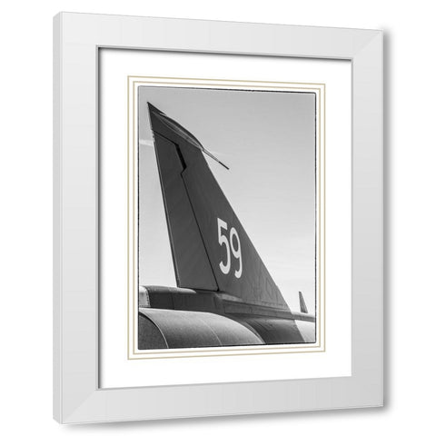 Sweden-Southeastern Sweden-Nykoping-F11 reconnaissance aircraft-F11 Museum-tail fin White Modern Wood Framed Art Print with Double Matting by Bibikow, Walter