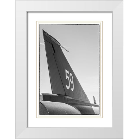 Sweden-Southeastern Sweden-Nykoping-F11 reconnaissance aircraft-F11 Museum-tail fin White Modern Wood Framed Art Print with Double Matting by Bibikow, Walter