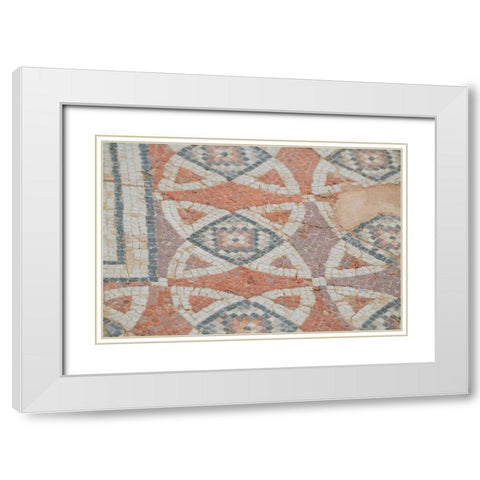 Cyprus-Roman archaeological site of Kourion Detail of ancient mosaic floor White Modern Wood Framed Art Print with Double Matting by Hopkins, Cindy Miller