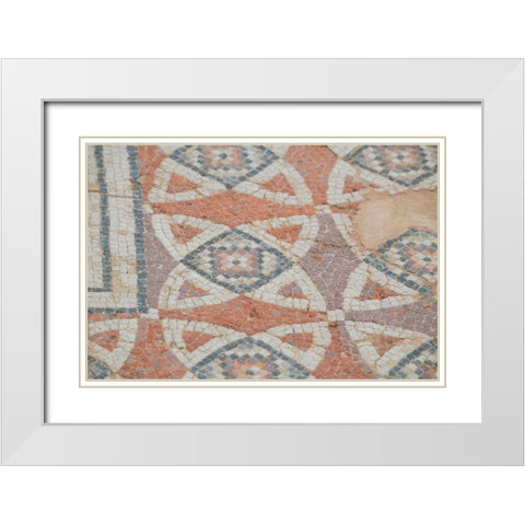 Cyprus-Roman archaeological site of Kourion Detail of ancient mosaic floor White Modern Wood Framed Art Print with Double Matting by Hopkins, Cindy Miller