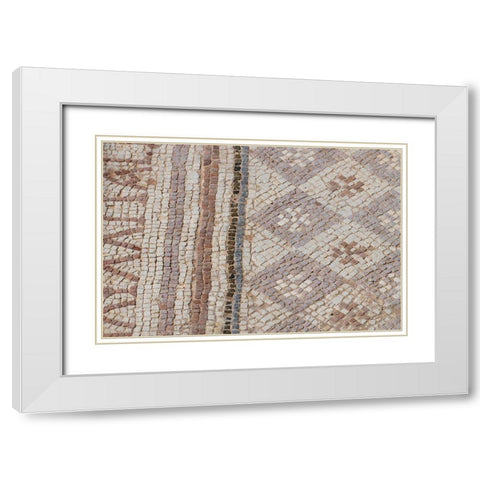 Cyprus-archaeological site of Kourion Detail of ancient mosaic floor White Modern Wood Framed Art Print with Double Matting by Hopkins, Cindy Miller