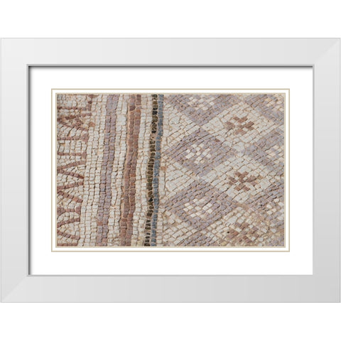 Cyprus-archaeological site of Kourion Detail of ancient mosaic floor White Modern Wood Framed Art Print with Double Matting by Hopkins, Cindy Miller