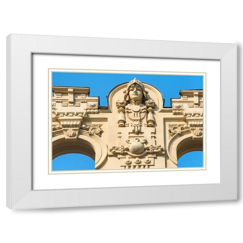 Art Nouveau building on Alberta Street in central Riga-Latvia White Modern Wood Framed Art Print with Double Matting by Su, Keren
